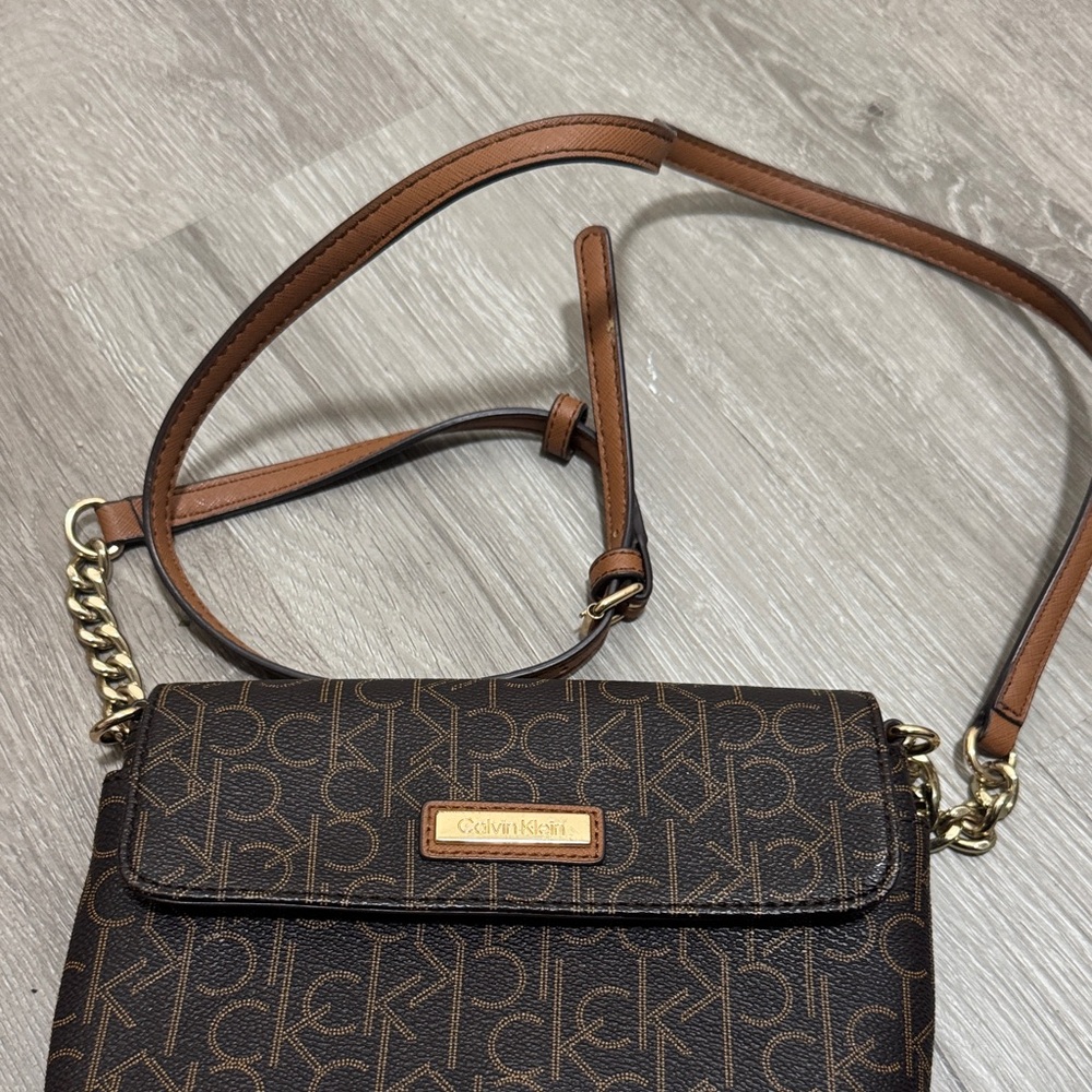 Calvin Klein Monogram Brown Crossbody Bag